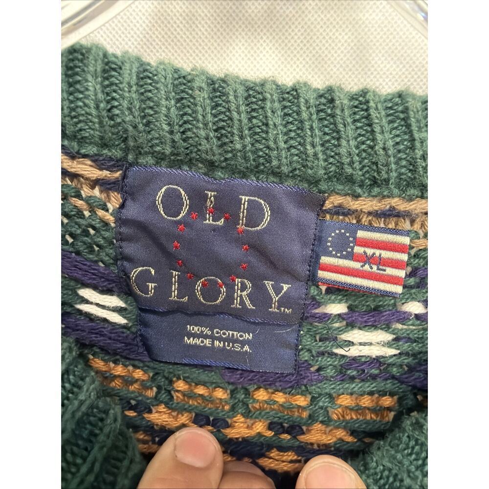 Vintage Old Glory Mens Size XL Colorful Patterned Knit Sweater Made in USA - Picture 4 of 7